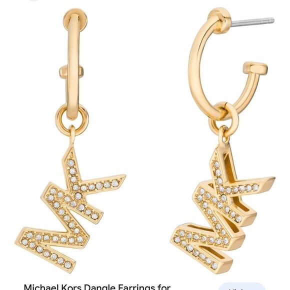 Michael kors MK crystal huggie hoop logo Earrings/hoops - Picture 1 of 5